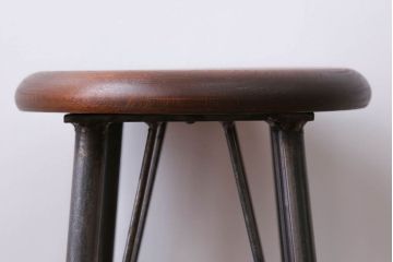 ラフジュ工房オリジナル 鉄脚×木製 丸スツール1脚(椅子、イス)