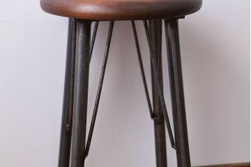 ラフジュ工房オリジナル 鉄脚×木製 丸スツール1脚(椅子、イス)