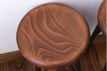 ラフジュ工房オリジナル 鉄脚ペイント×木製 丸スツール2脚セット(椅子、イス)