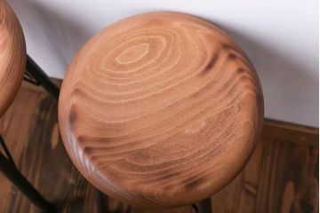 アンティーク家具　ペイント鉄脚のナチュラルスツール2脚セット(椅子、イス)