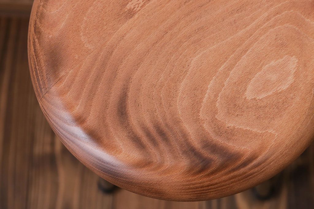 アンティーク家具　ペイント鉄脚のナチュラルスツール2脚セット(椅子、イス)