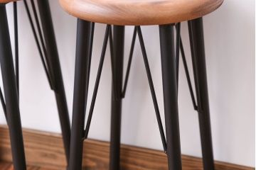 アンティーク家具　ペイント鉄脚のナチュラルスツール2脚セット(椅子、イス)