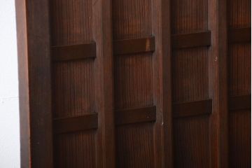 古民具・骨董　桟の入った格子板戸2枚セット(古民具、引き戸)