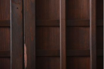 古民具・骨董　桟の入った格子板戸2枚セット(古民具、引き戸)