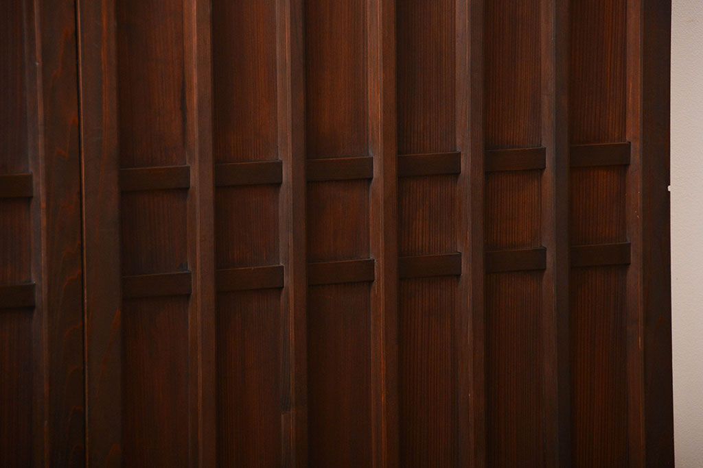 古民具・骨董　桟の入った格子板戸2枚セット(古民具、引き戸)