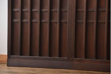 古民具・骨董　桟の入った格子板戸2枚セット(古民具、引き戸)