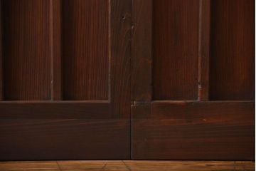 古民具・骨董　桟の入った格子板戸2枚セット(古民具、引き戸)