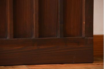 古民具・骨董　桟の入った格子板戸2枚セット(古民具、引き戸)