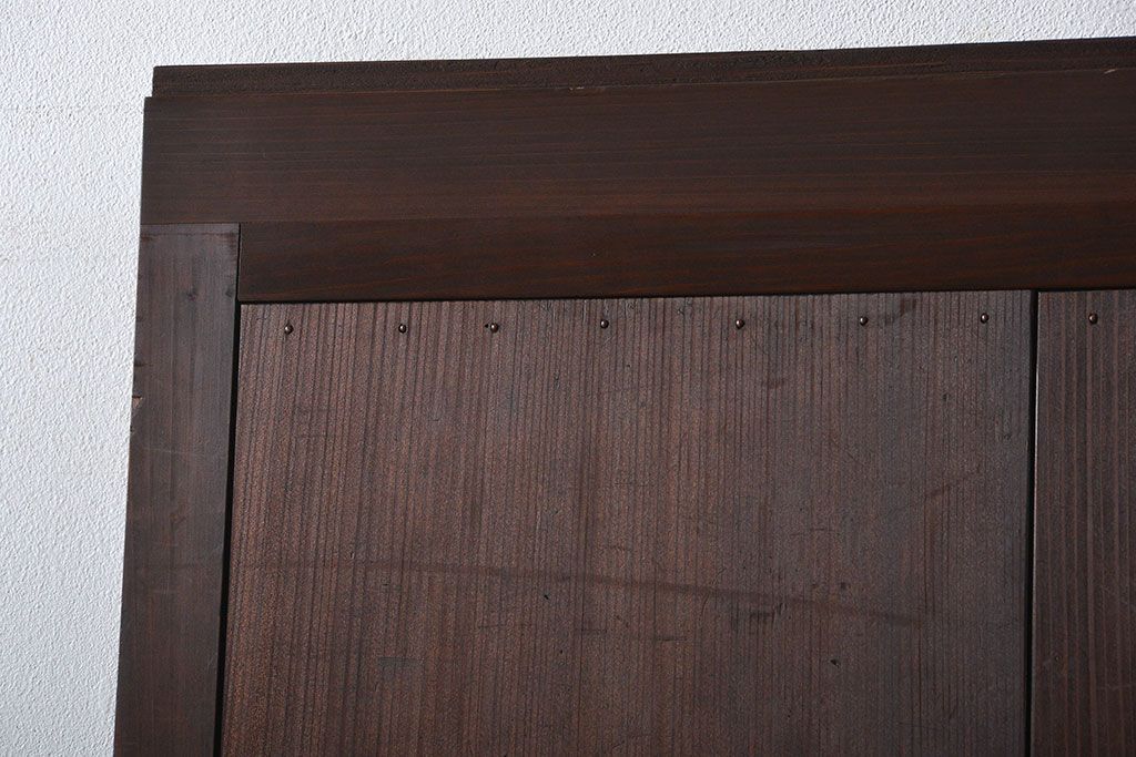 古民具・骨董　桟の入った格子板戸2枚セット(古民具、引き戸)