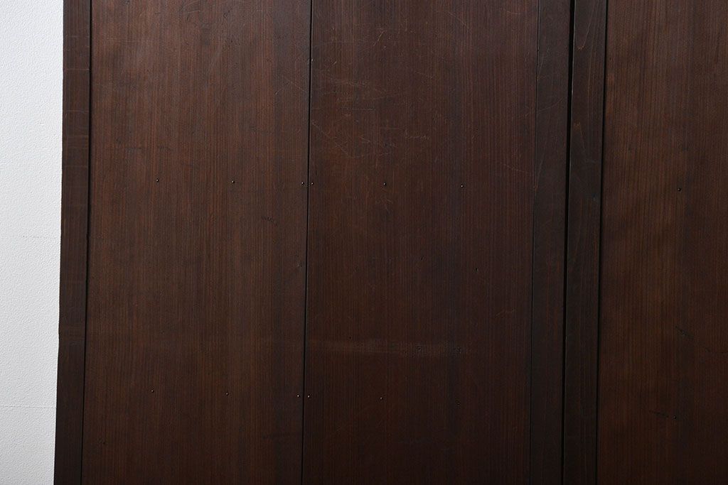 古民具・骨董　桟の入った格子板戸2枚セット(古民具、引き戸)