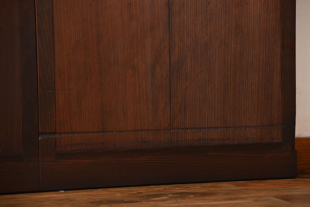 古民具・骨董　桟の入った格子板戸2枚セット(古民具、引き戸)