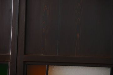 古民具・骨董　色ガラス入りのガラス帯戸4枚セット(引き戸、ガラス戸)