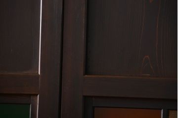 古民具・骨董　色ガラス入りのガラス帯戸4枚セット(引き戸、ガラス戸)