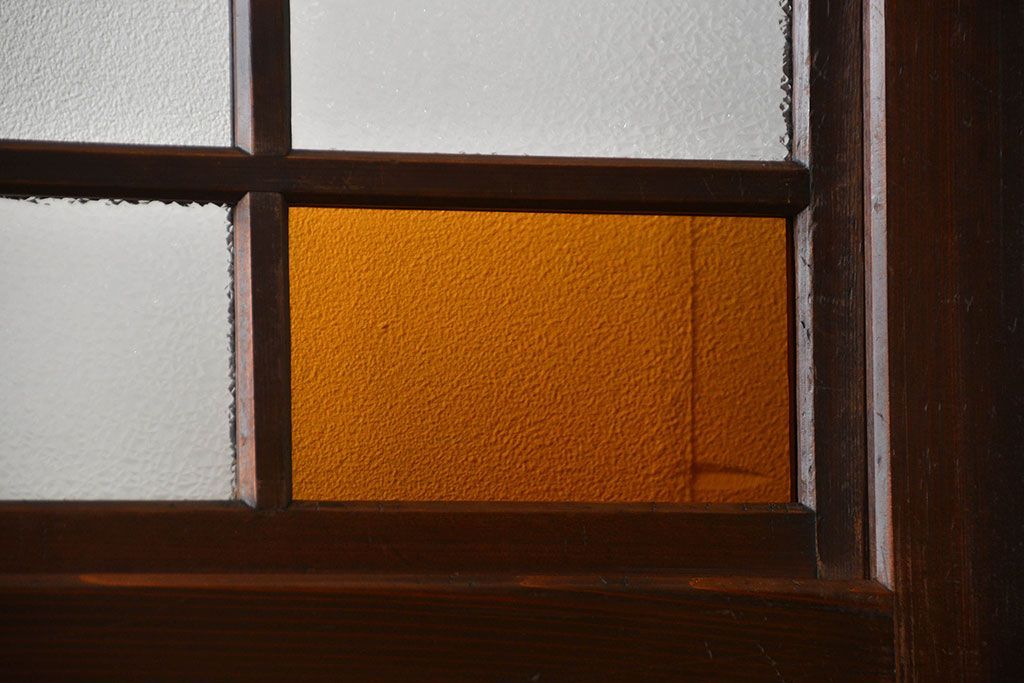 古民具・骨董　色ガラス入りのガラス帯戸4枚セット(引き戸、ガラス戸)