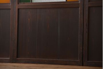 古民具・骨董　色ガラス入りのガラス帯戸4枚セット(引き戸、ガラス戸)