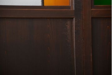 古民具・骨董　色ガラス入りのガラス帯戸4枚セット(引き戸、ガラス戸)