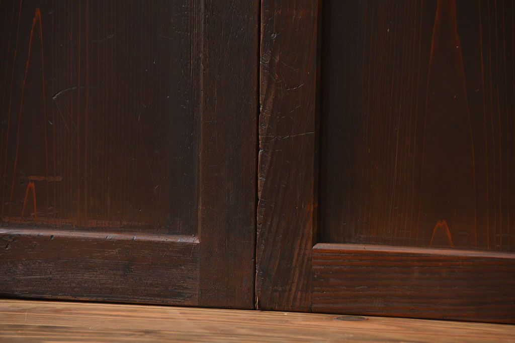 古民具・骨董　色ガラス入りのガラス帯戸4枚セット(引き戸、ガラス戸)