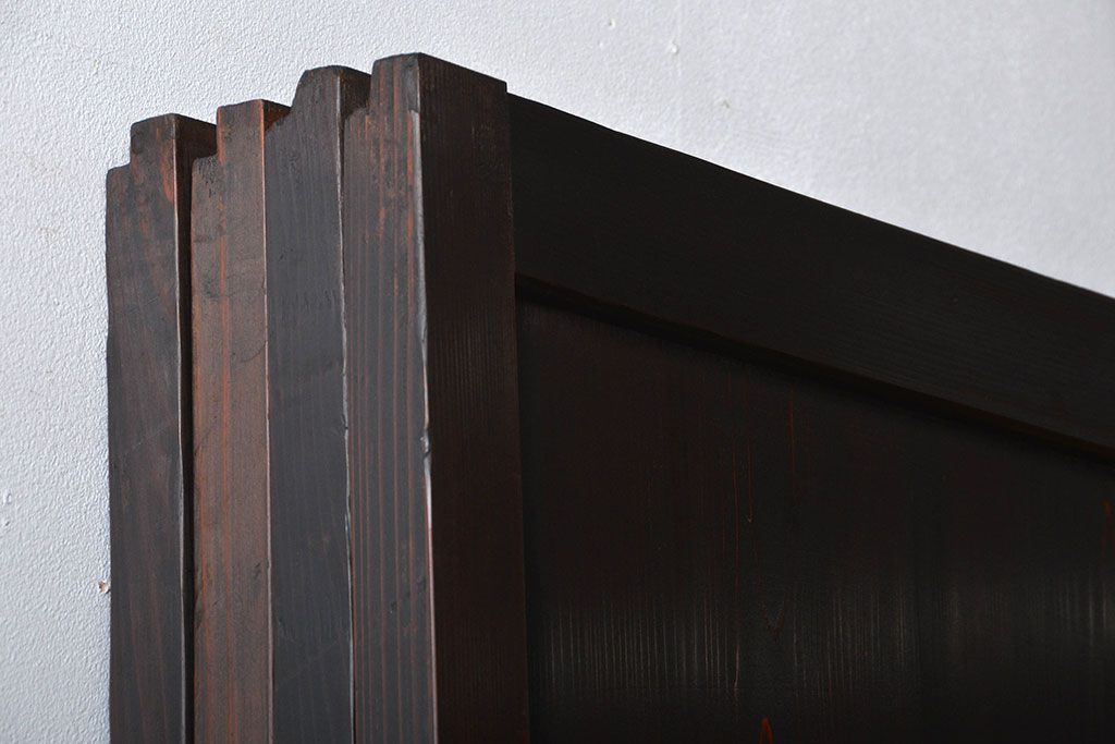 古民具・骨董　色ガラス入りのガラス帯戸4枚セット(引き戸、ガラス戸)