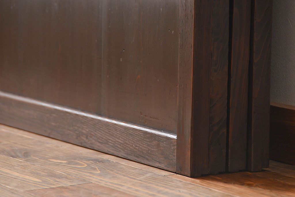 古民具・骨董　色ガラス入りのガラス帯戸4枚セット(引き戸、ガラス戸)