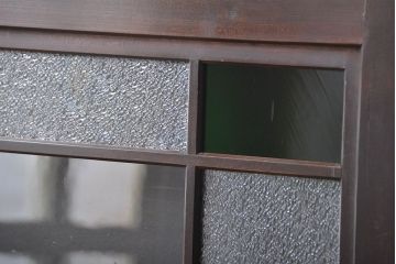 古民具・骨董　色ガラス入りのガラス帯戸4枚セット(引き戸、ガラス戸)