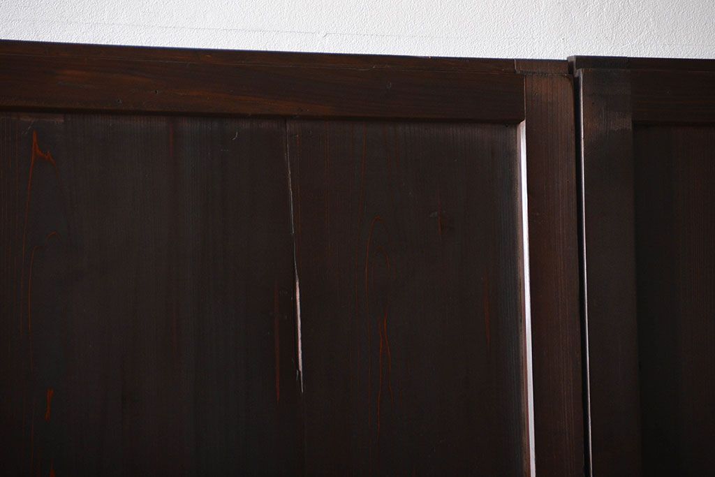 古民具・骨董　色ガラス入りのガラス帯戸4枚セット(引き戸、ガラス戸)