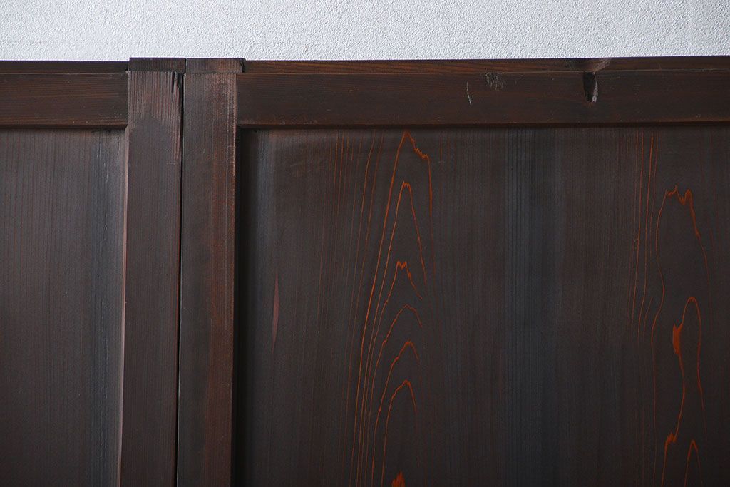 古民具・骨董　色ガラス入りのガラス帯戸4枚セット(引き戸、ガラス戸)