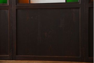 古民具・骨董　色ガラス入りのガラス帯戸4枚セット(引き戸、ガラス戸)