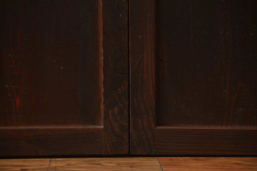 古民具・骨董　色ガラス入りのガラス帯戸4枚セット(引き戸、ガラス戸)