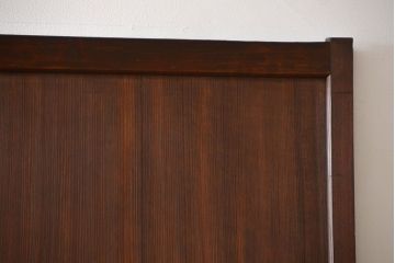 アンティーク　ガラス入りの柾目が美しい上品な帯戸4枚セット(引き戸、ガラス帯戸)