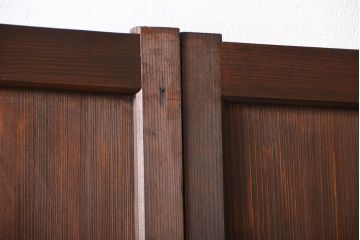 アンティーク　ガラス入りの柾目が美しい上品な帯戸4枚セット(引き戸、ガラス帯戸)