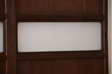 アンティーク　ガラス入りの柾目が美しい上品な帯戸4枚セット(引き戸、ガラス帯戸)