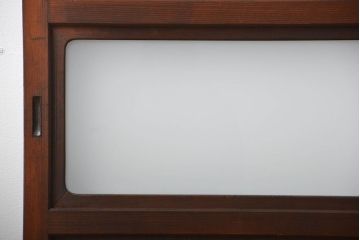 アンティーク　ガラス入りの柾目が美しい上品な帯戸4枚セット(引き戸、ガラス帯戸)