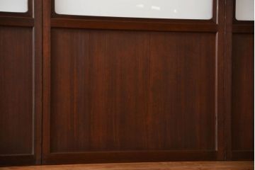 アンティーク　ガラス入りの柾目が美しい上品な帯戸4枚セット(引き戸、ガラス帯戸)