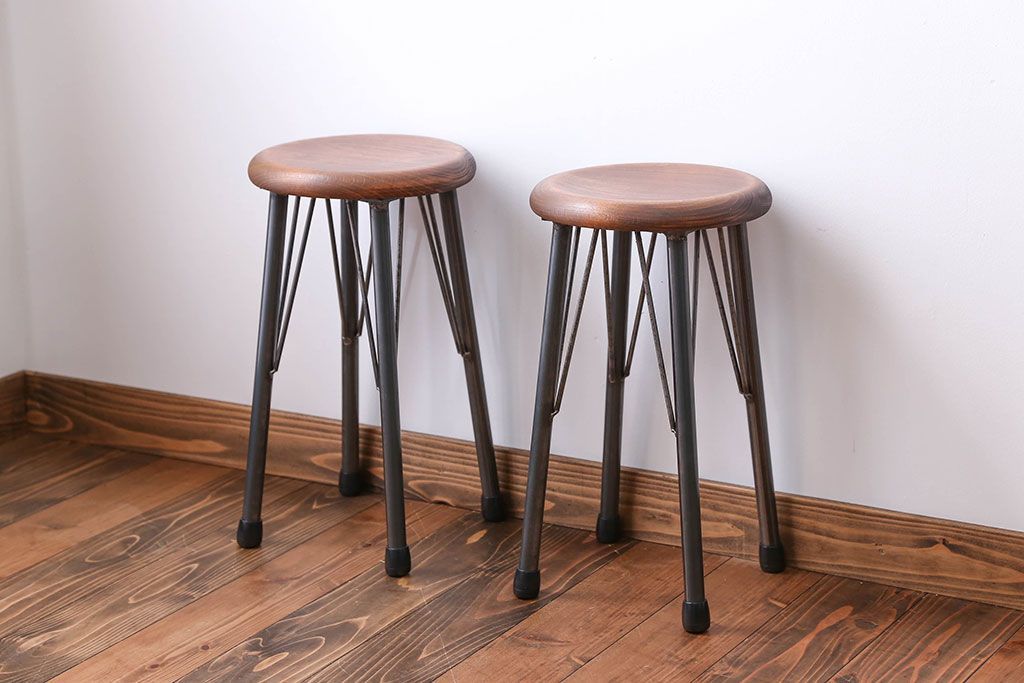 ラフジュ工房オリジナル　ワークスツール(椅子、イス)2脚セット