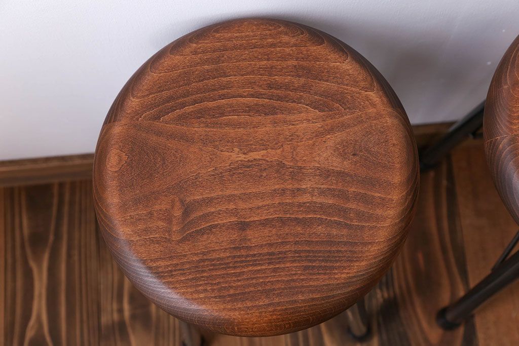 ラフジュ工房オリジナル　ワークスツール(椅子、イス)2脚セット