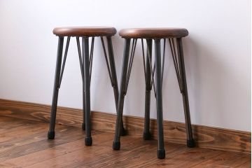 ラフジュ工房オリジナル　ワークスツール(椅子、イス)2脚セット