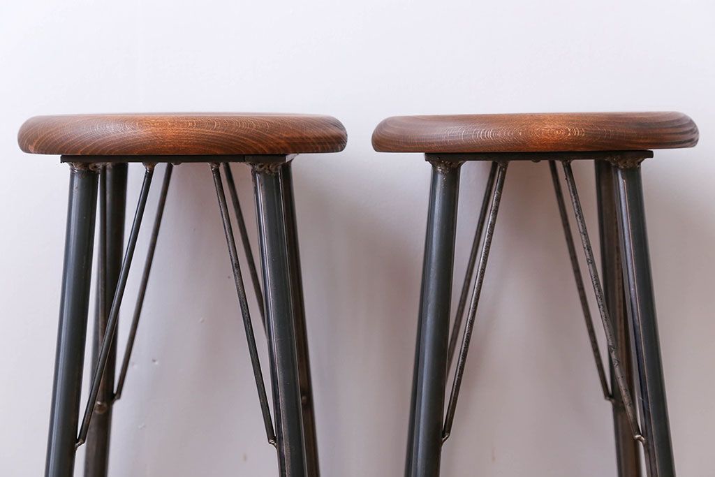 ラフジュ工房オリジナル　ワークスツール(椅子、イス)2脚セット