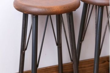 ラフジュ工房オリジナル　ワークスツール(椅子、イス)2脚セット