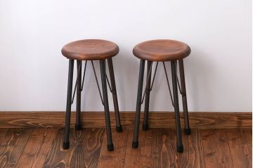 ラフジュ工房オリジナル　ワークスツール(椅子、イス)2脚セット