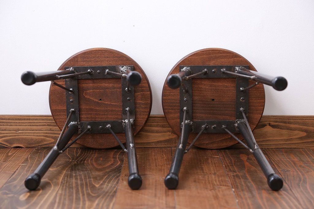 ラフジュ工房オリジナル　ワークスツール(椅子、イス)2脚セット