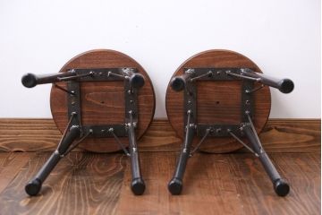 ラフジュ工房オリジナル　ワークスツール(椅子、イス)2脚セット