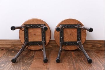 ラフジュ工房オリジナル ナチュラルなスツール(木製丸椅子、イス) 2脚セット