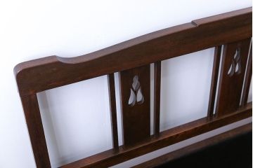 アンティーク家具　大正ロマン　古いナラ材の透かし彫りのアンティークベンチ(長椅子)