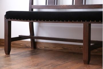 アンティーク家具　大正ロマン　古いナラ材の透かし彫りのアンティークベンチ(長椅子)