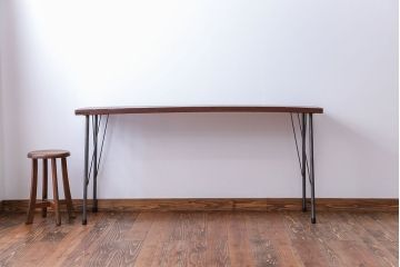 アンティーク家具　アンティーク　天板一枚板　鉄脚横長テーブル(作業台)