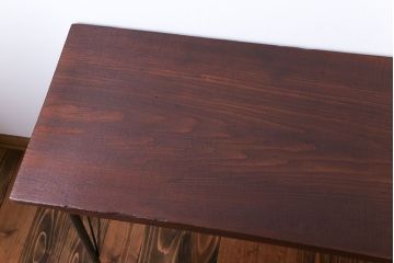 アンティーク家具　アンティーク　天板一枚板　鉄脚横長テーブル(作業台)