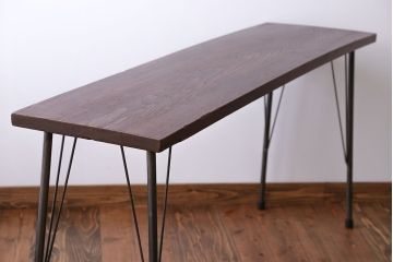 アンティーク家具　アンティーク　天板一枚板　鉄脚横長テーブル(作業台)