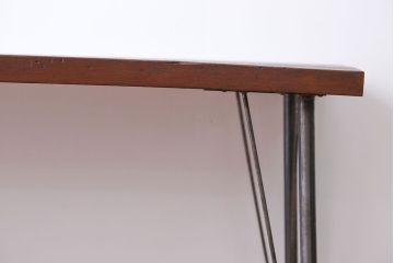 アンティーク家具　アンティーク　天板一枚板　鉄脚横長テーブル(作業台)