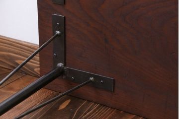 アンティーク家具　アンティーク　天板一枚板　鉄脚横長テーブル(作業台)