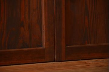 アンティーク　ダイヤガラスとモールガラス入りの縦格子幅狭ガラス戸4枚セット(引き戸)